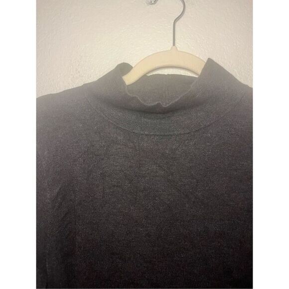 Express Long Sleeve Ruched Mock Neck Grey Dress - Picture 3 of 5